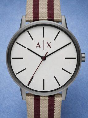 Armani Exchange Men's Three-Hand Brown And Red Textile Watch (AX2759)